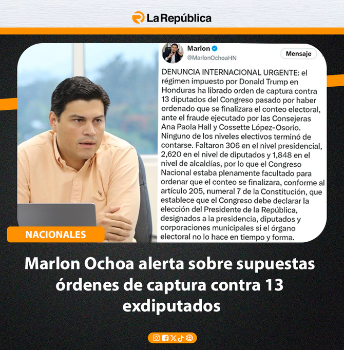 Marlon Ochoa alerta sobre supuestas órdenes de captura contra 13 exdiputados - Cover Image